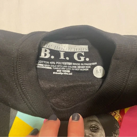 Notorious B.I.G. Kids Sweatshirt Black Size 5T NWOT - Picture 3 of 4